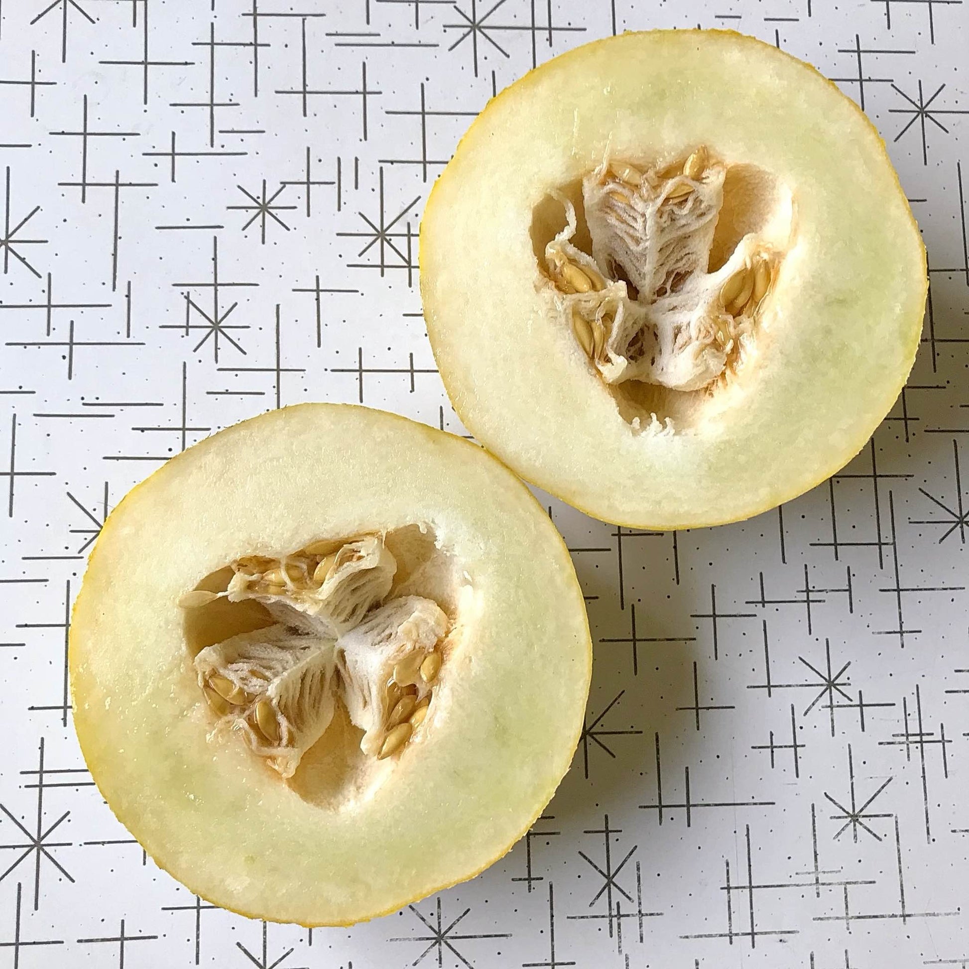 interior of a white kherson market melon